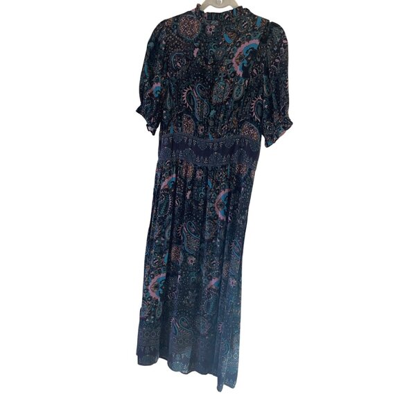Ba sh Womens Dress Size 8 Black Zael Panelled Waist Paisley Midi Pure Viscose - Picture 2 of 11